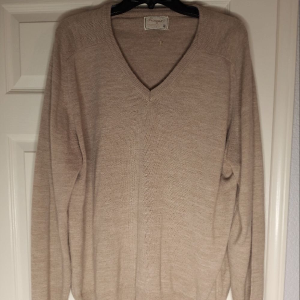Ben HoganBeige Men's Sz XL 100% Dupont Orlon Sweater Pullover VNeck RARE Vtg